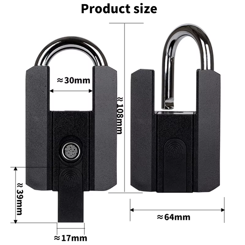Candado inteligente TTLock resistente al agua con medidas exactas.